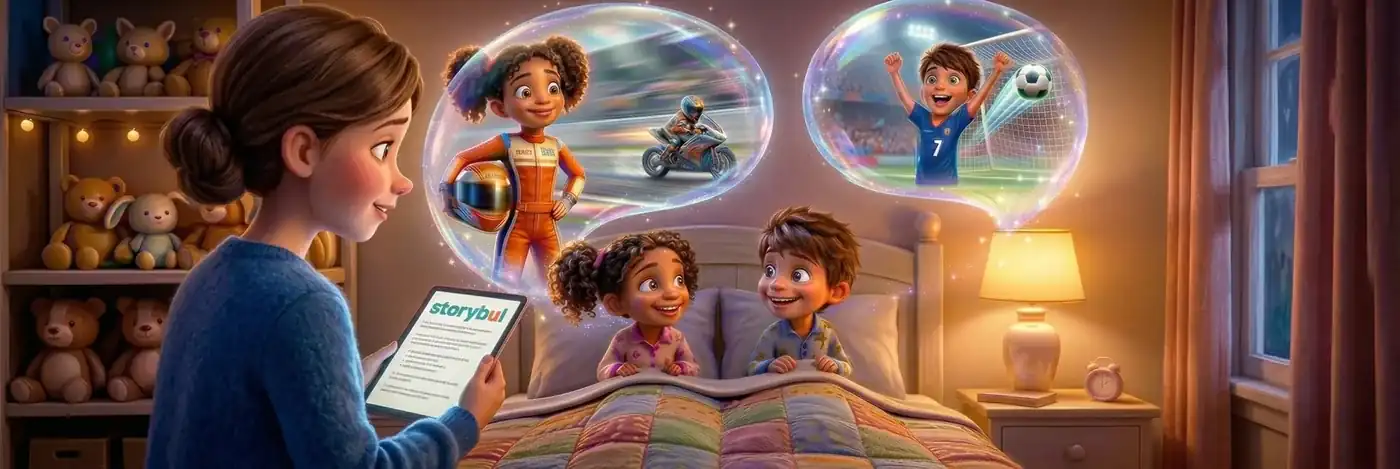 Un parent lit une histoire Storybul à ses enfants